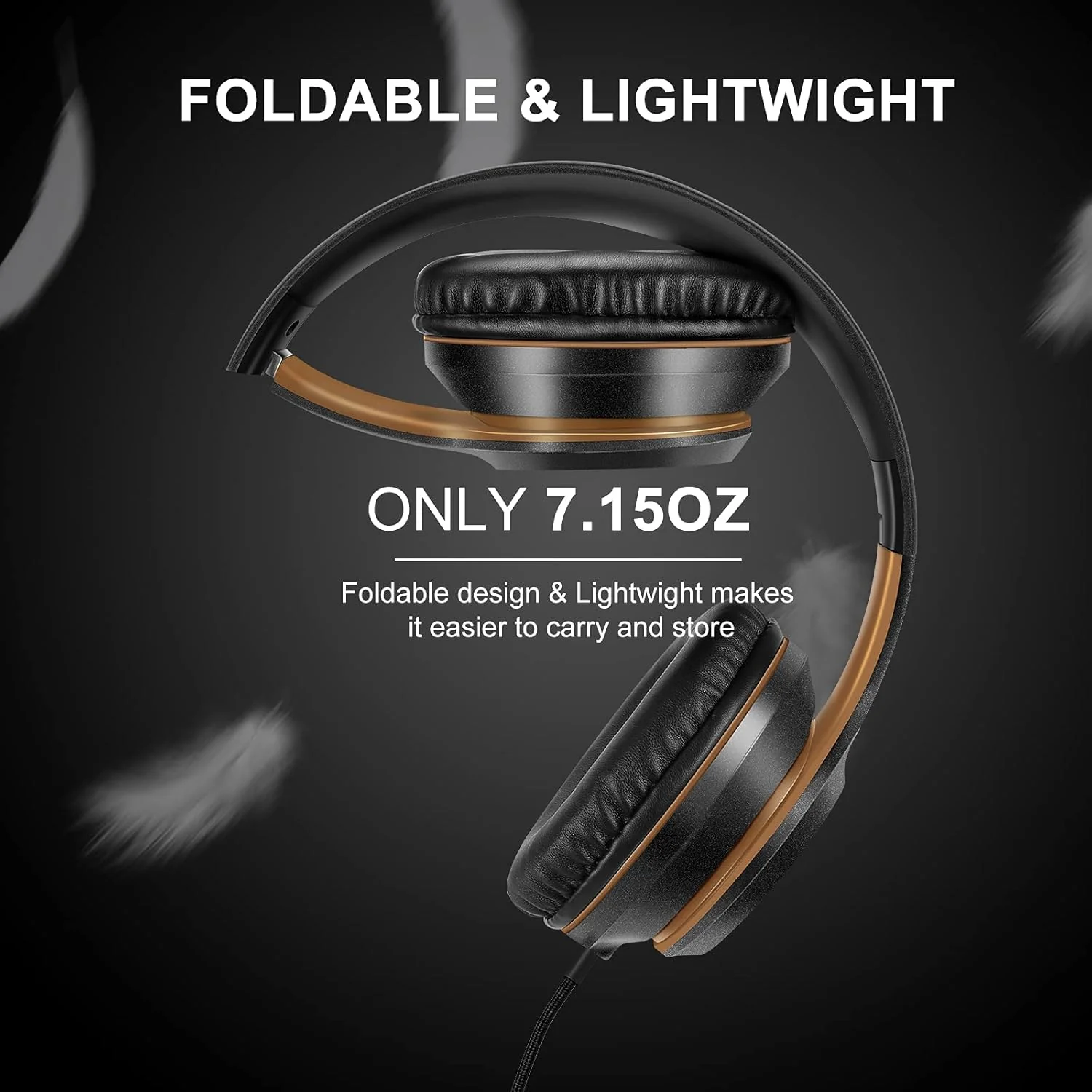 LORELEI Over-Ear Wired Headphones with Mic, Black/Gold, for Music & Calls DEMO - Image 3