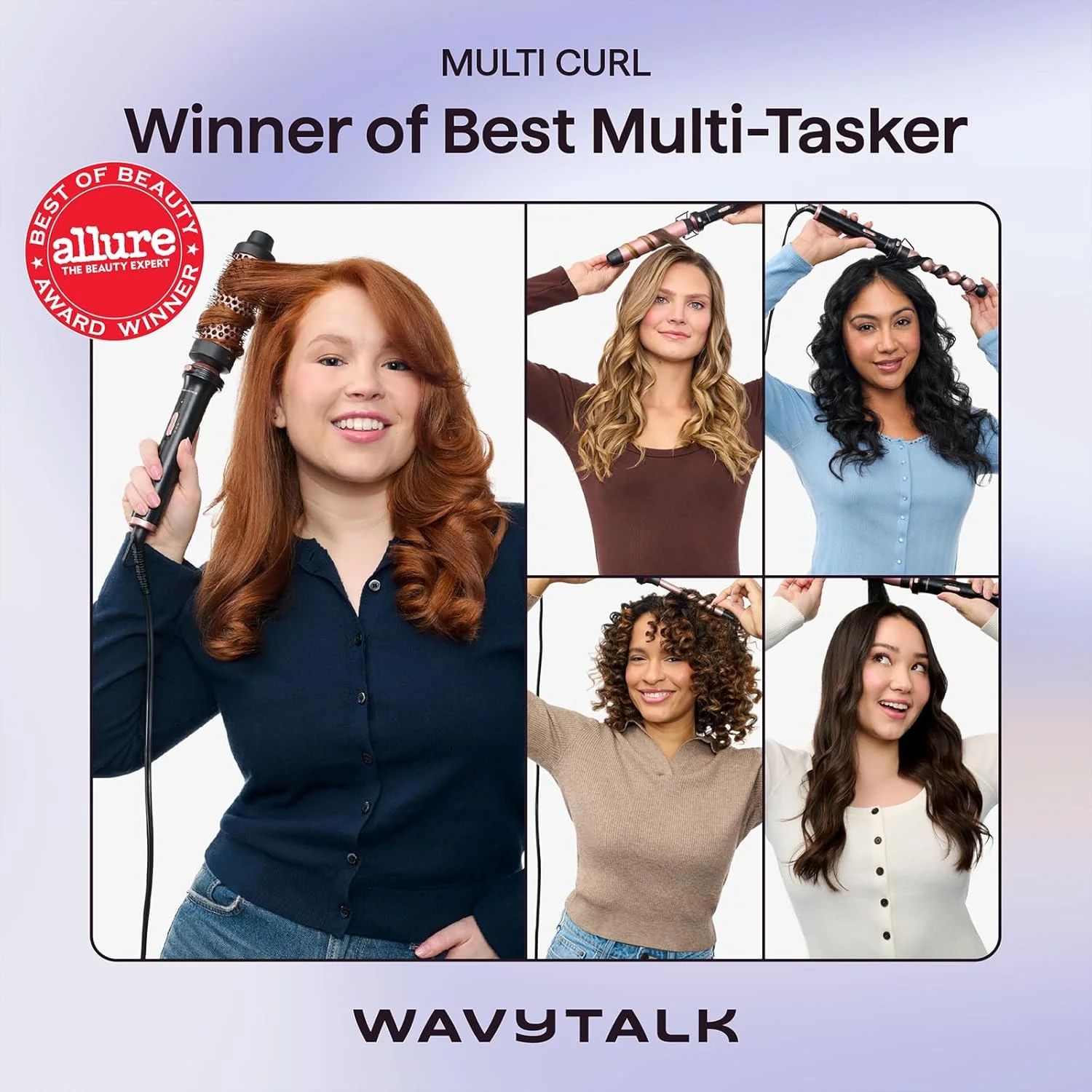 wavytalk 5-in-1 Curling Wand Set Rose Gold with Thermal Brush 25mm, 13mm, DEMO - Image 5