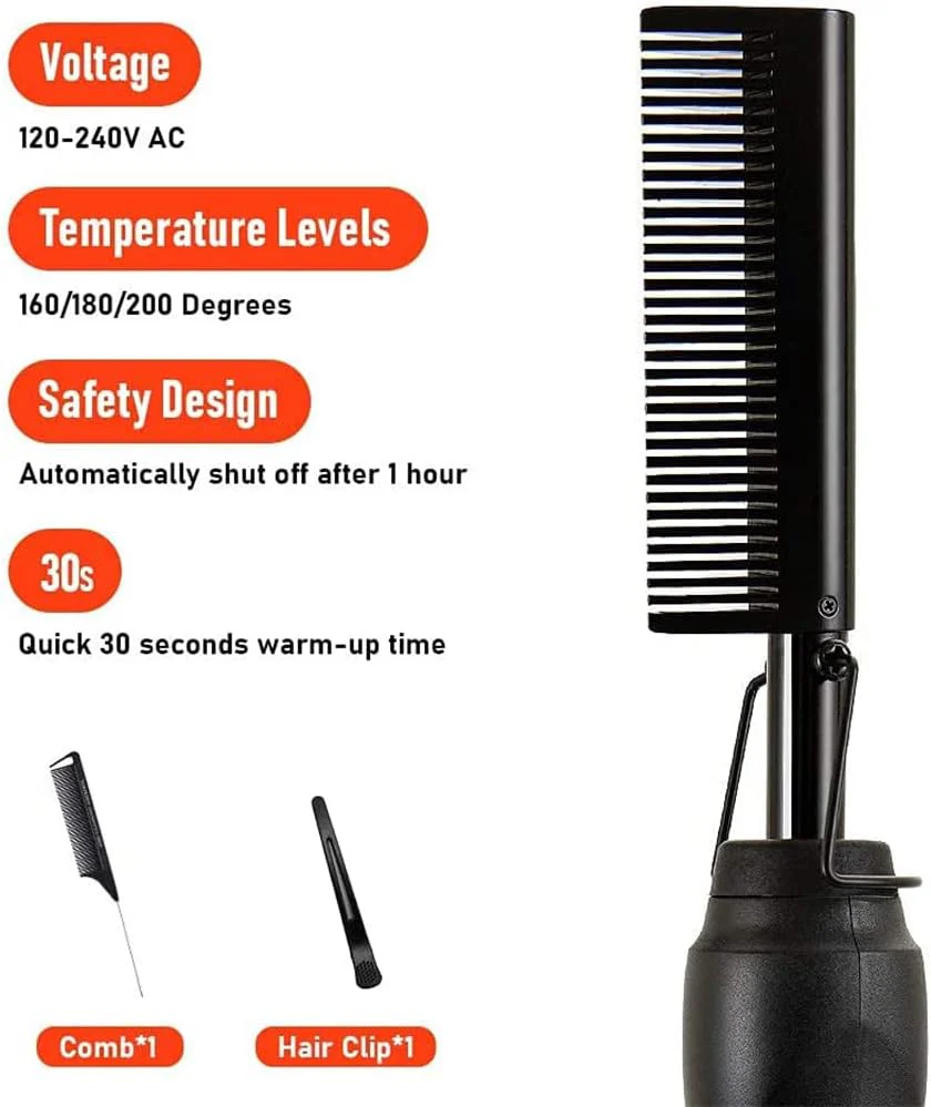 AliLeader Hair Straightener Black Hot Comb Heat Pressing Portable One Size NEW - Image 4