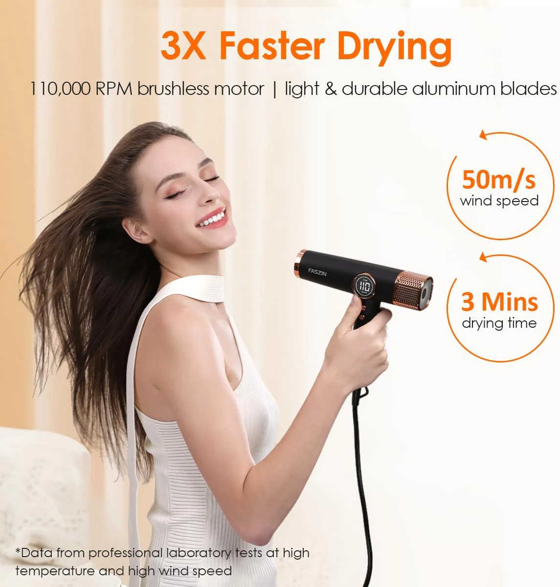 Faszin Lightweight High-Speed Hair Dryer with 110,000 RPM for Fast Drying DEMO - Image 2