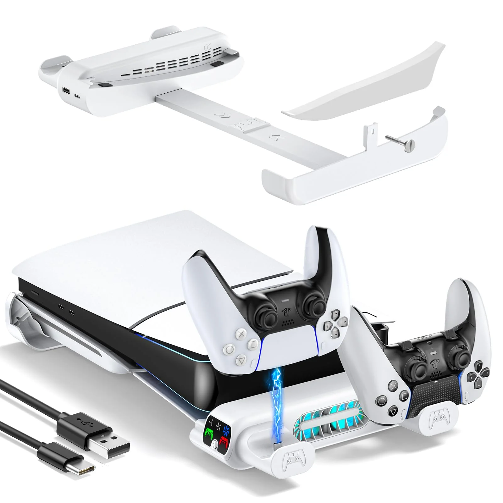 Tokluck Horizontal Cooling Stand Station for PlayStation 5 Pro/S White NEW