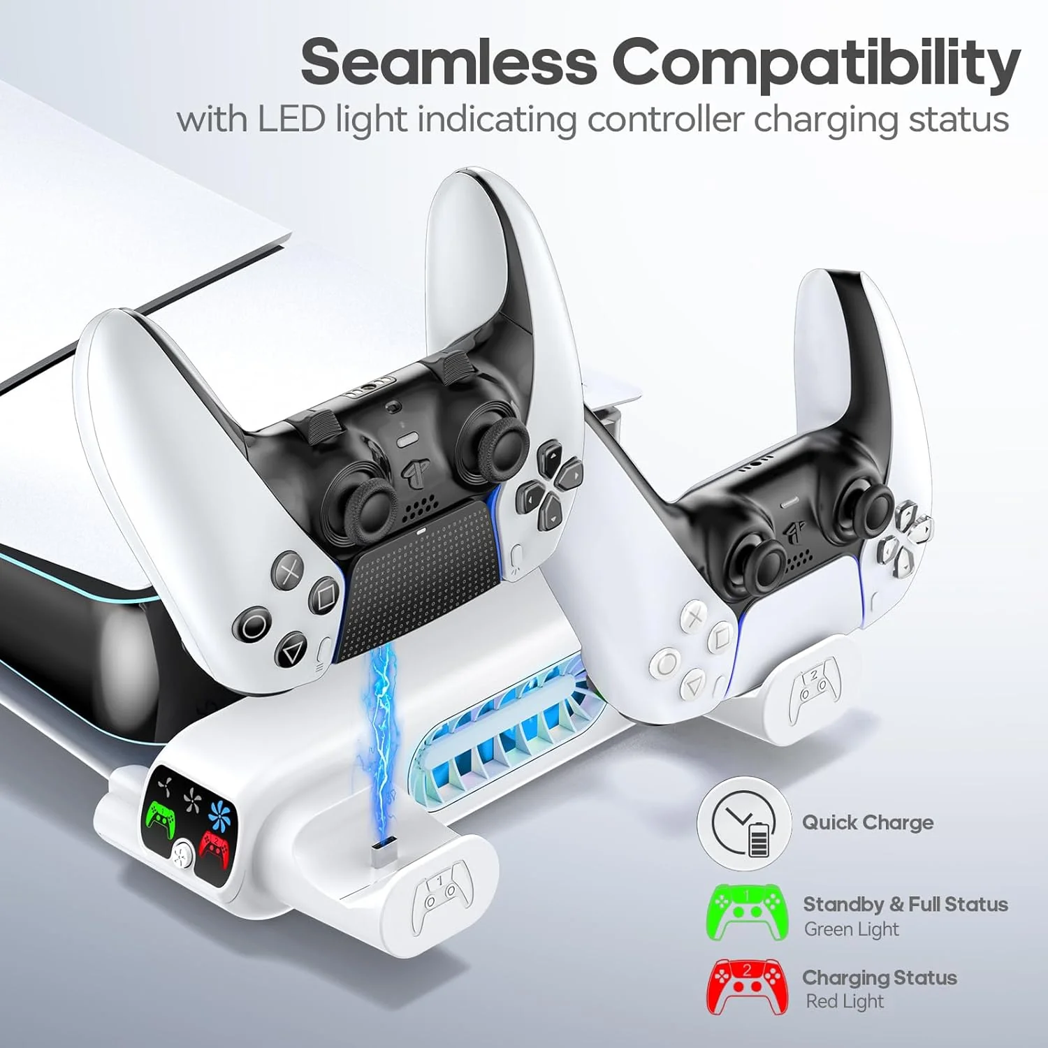 Tokluck Horizontal Cooling Stand Station for PlayStation 5 Pro/S White NEW - Image 3