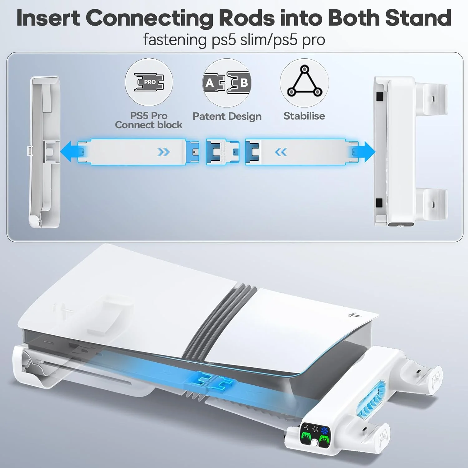 Tokluck Horizontal Cooling Stand Station for PlayStation 5 Pro/S White NEW - Image 4