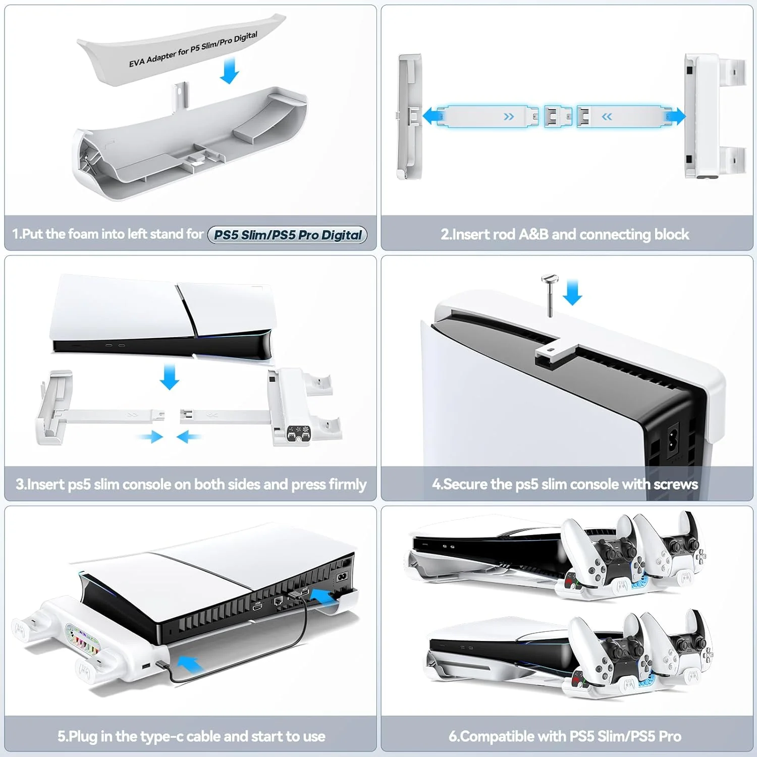 Tokluck Horizontal Cooling Stand Station for PlayStation 5 Pro/S White NEW - Image 5