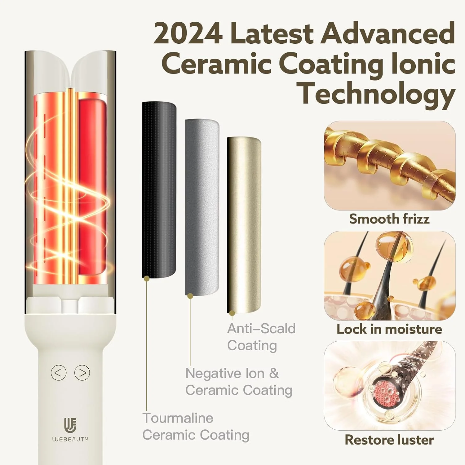 webeauty Automatic Curling Wand 1.25 Inch White Hair Curler for All Types DEMO - Image 3