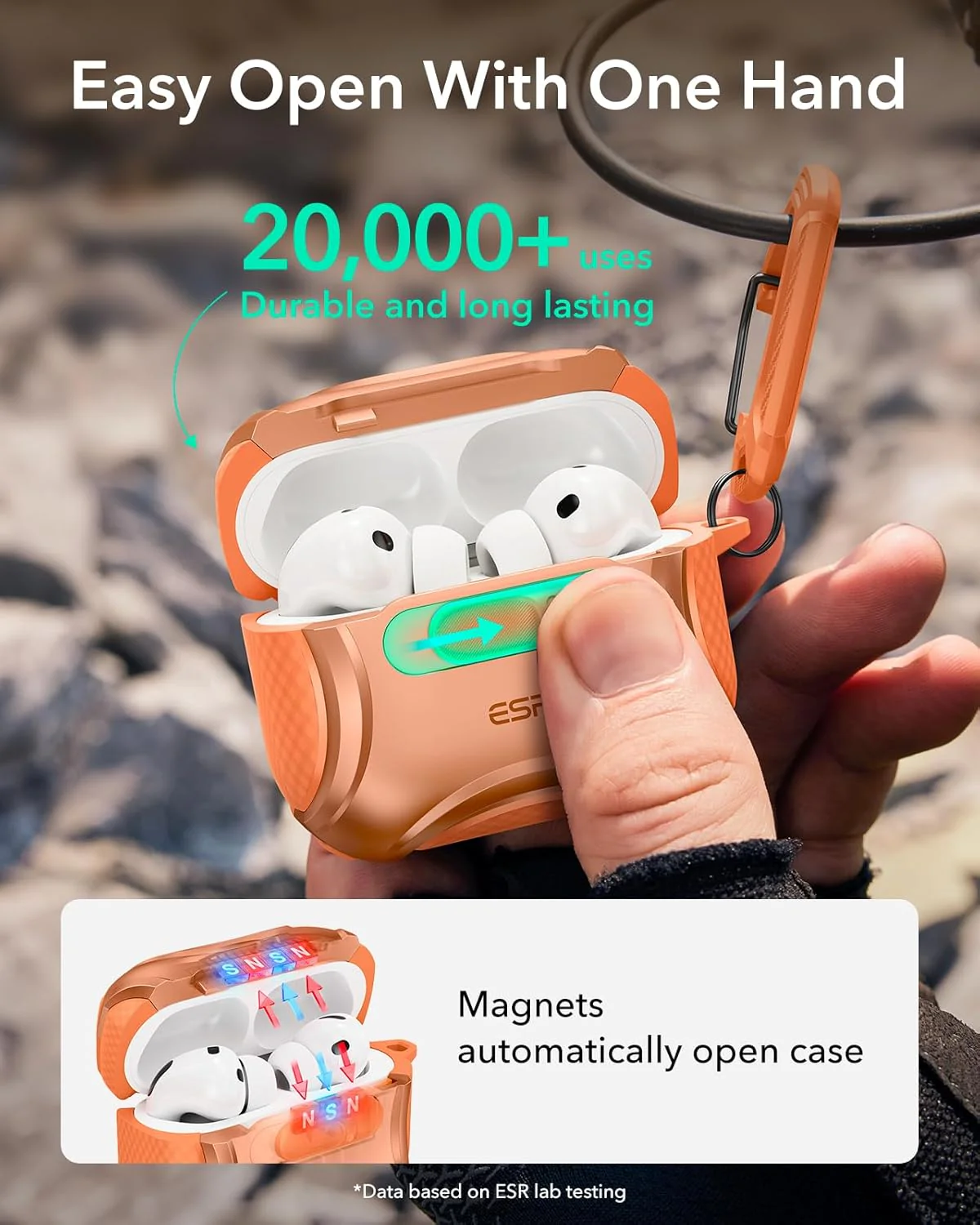 ESR Orange Cases Protective Case for AirPods Pro 3rd Gen, Shock-Absorbing NEW - Image 5