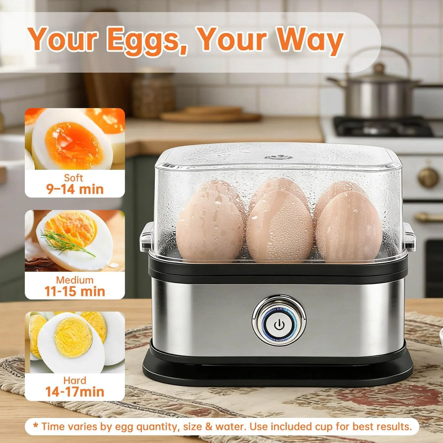 XIULIUU Rapid Speciality Appliances Electric Egg Cooker, 6 Capacity Soft DEMO - Image 3