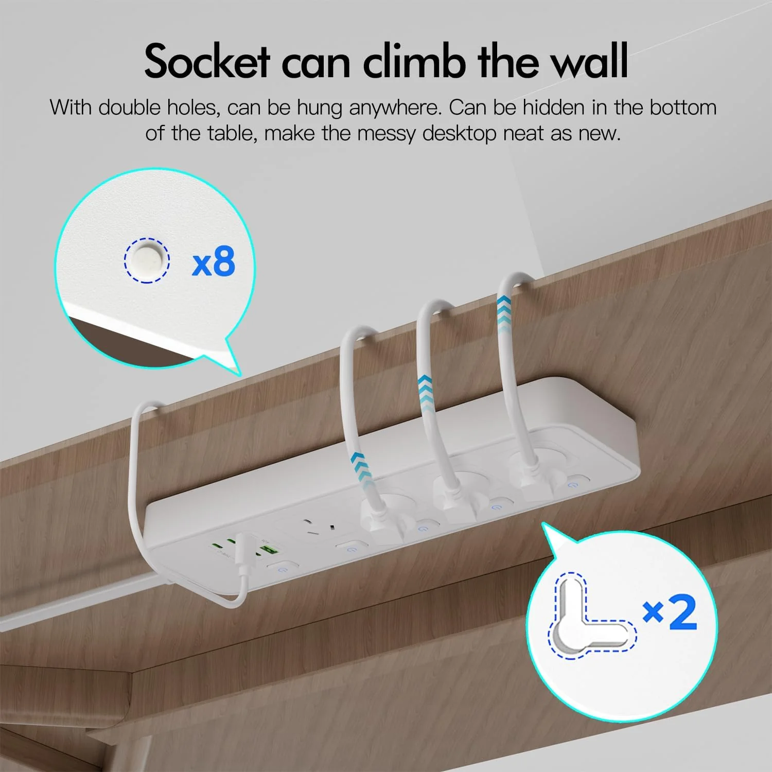 NULOUMA 10-in-1 Power Strip with 4 AC Outlets, Surge Protector, White DEMO - Image 4