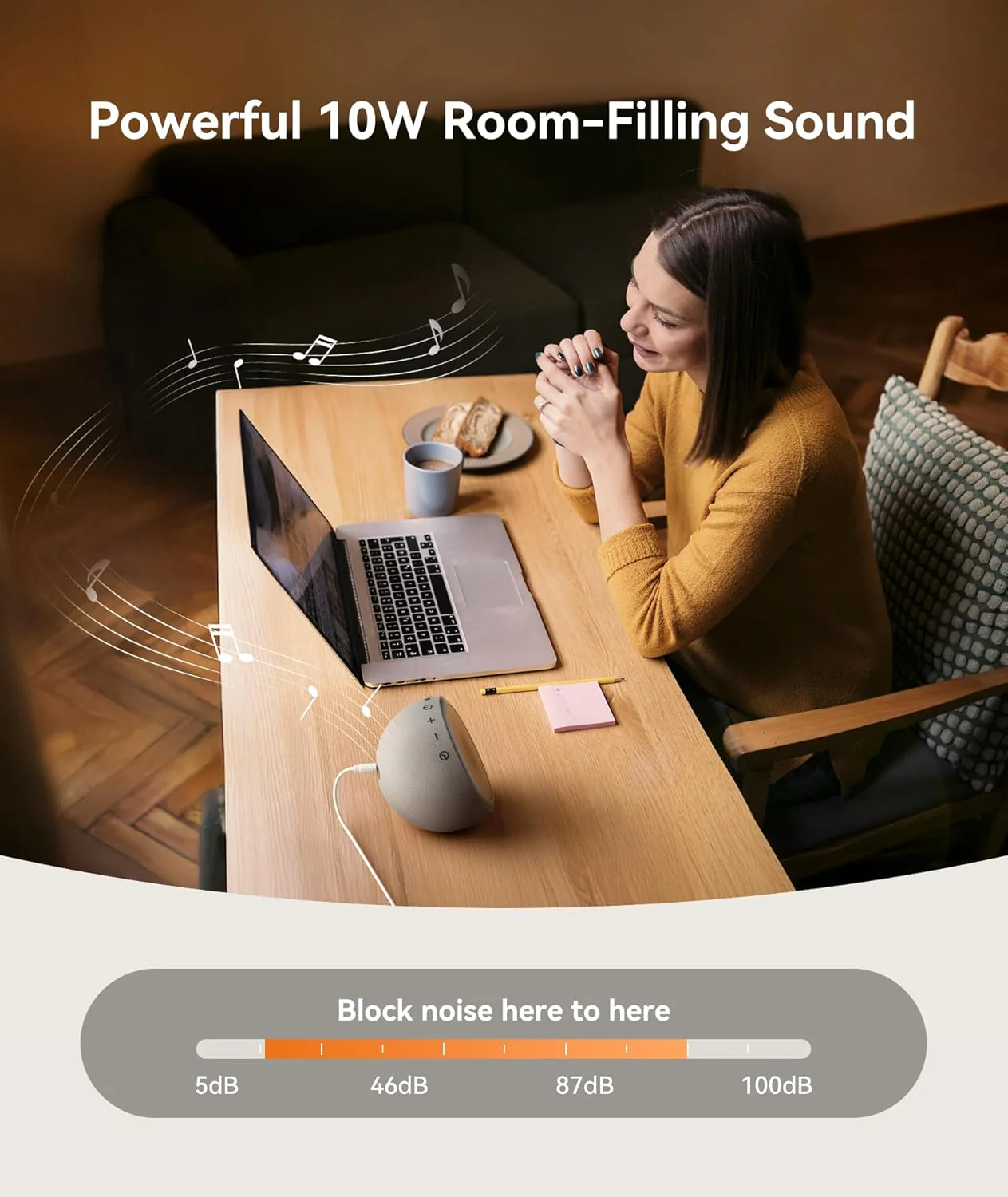 Dreamegg Grey Sound Therapy Machine with 10W Stereo White Noise for Sleep DEMO - Image 4