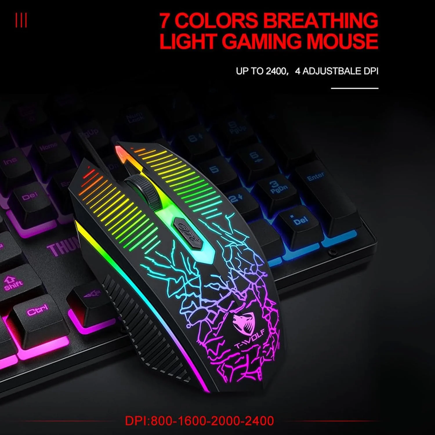 oolong Gaming Keyboard and Mouse Combo with 104-Key Rainbow LED Backlight DEMO - Image 3