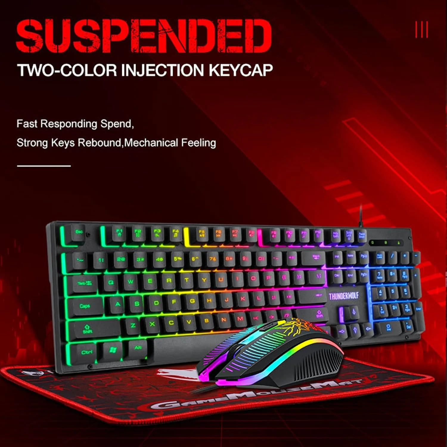 oolong Gaming Keyboard and Mouse Combo with 104-Key Rainbow LED Backlight DEMO - Image 5