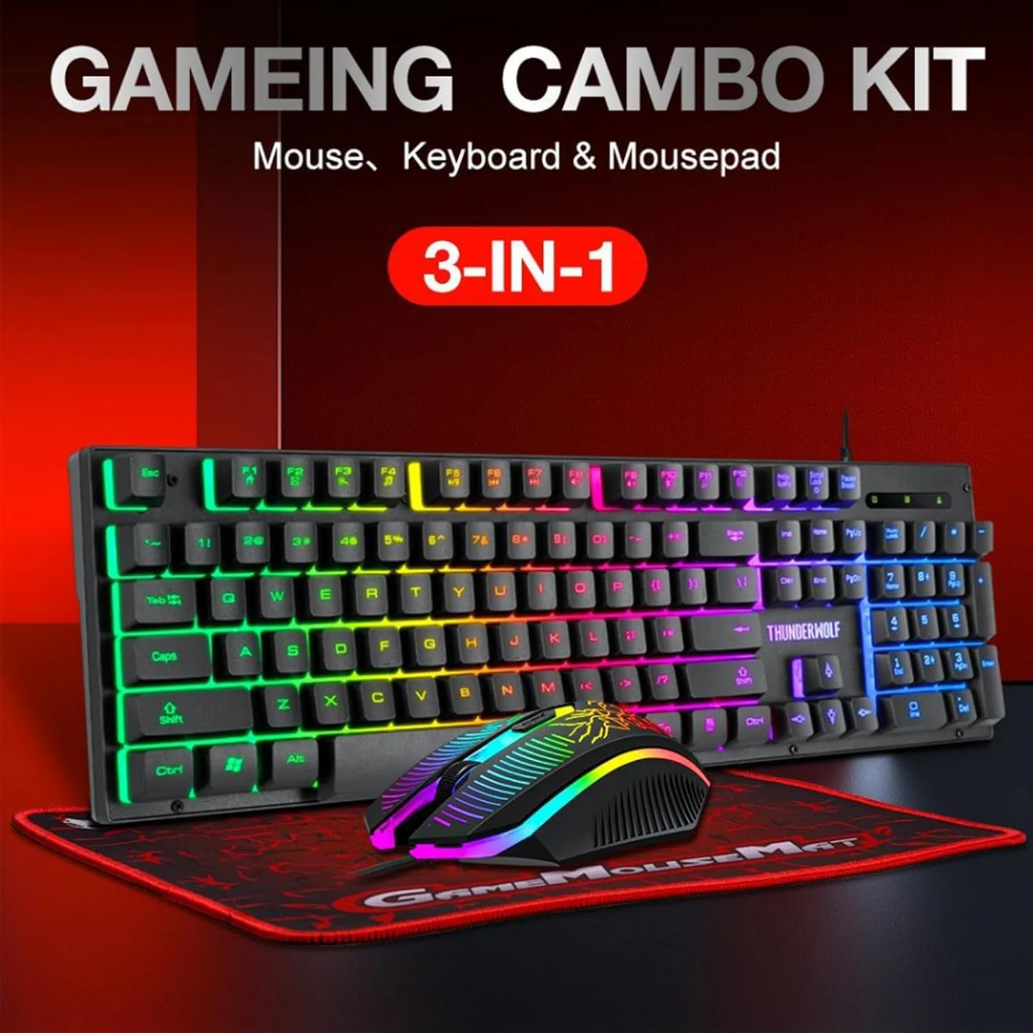 oolong Gaming Keyboard and Mouse Combo with 104-Key Rainbow LED Backlight DEMO - Image 6