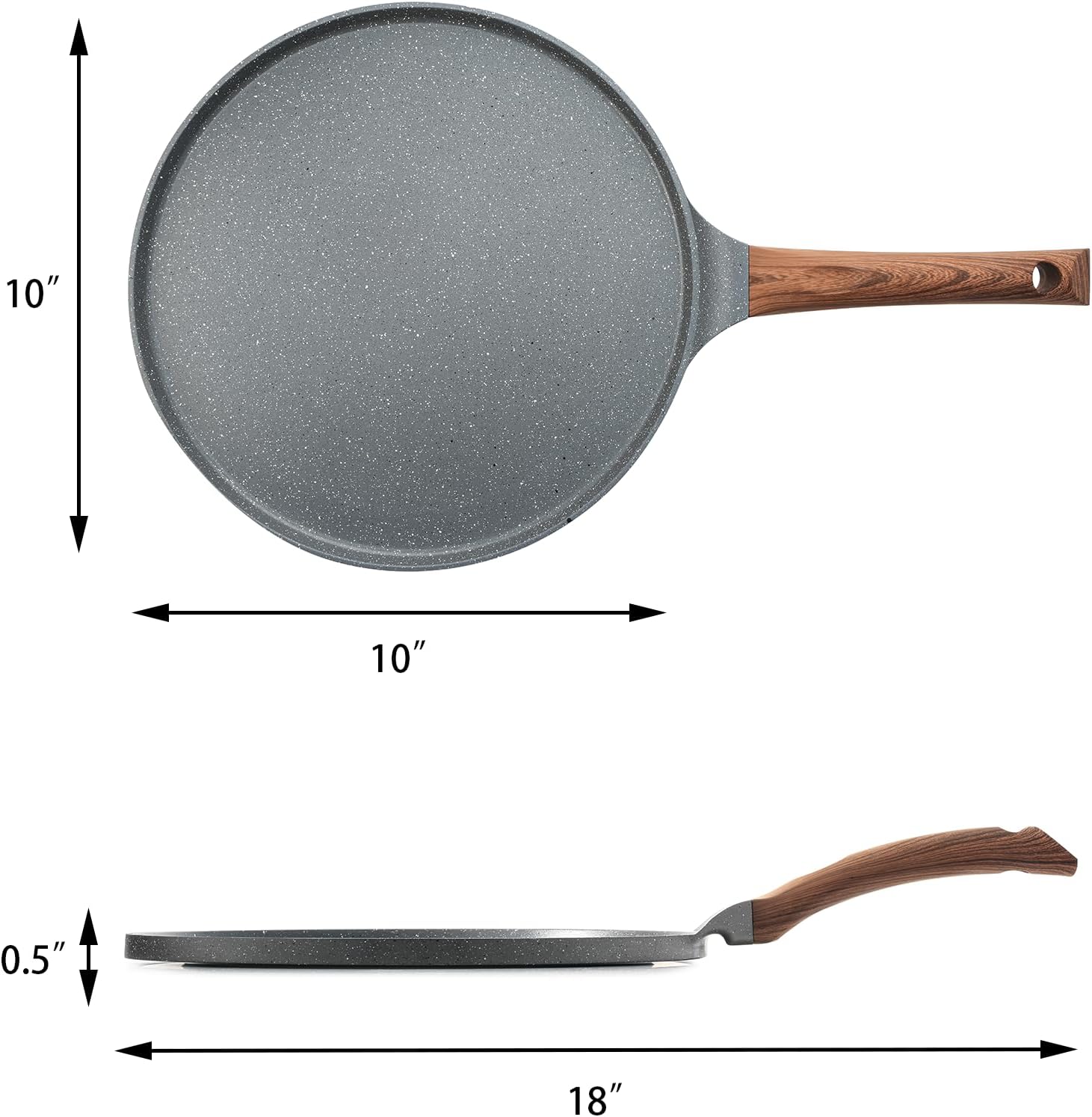 SENSARTE Nonstick Crepe Pan Granite Coating Dosa Pancake Flat Skillet Grey DEMO - Image 6