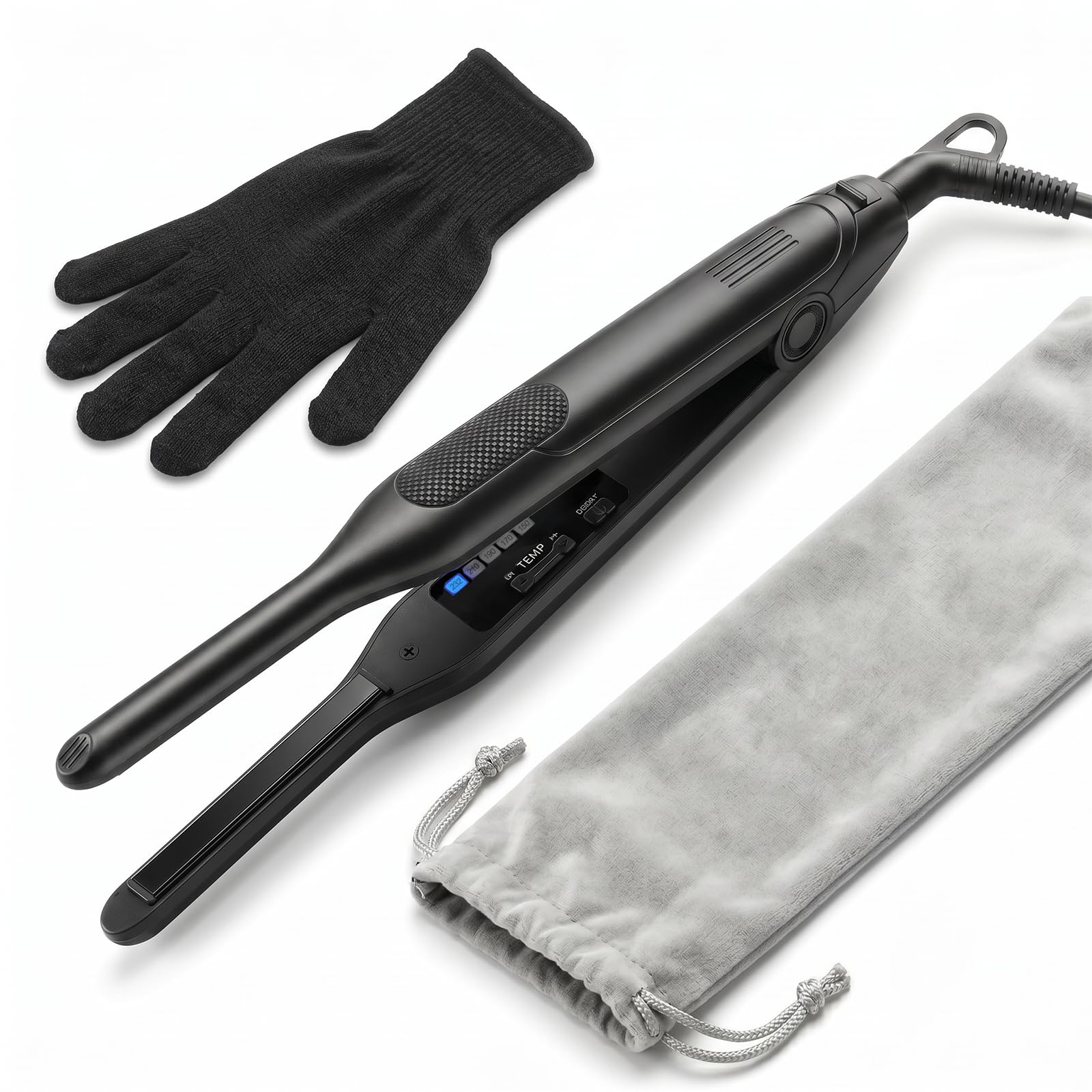 Telfun 0.3 Inch Small Flat Iron Hair Straightener for Short Pixie Cut DEMO