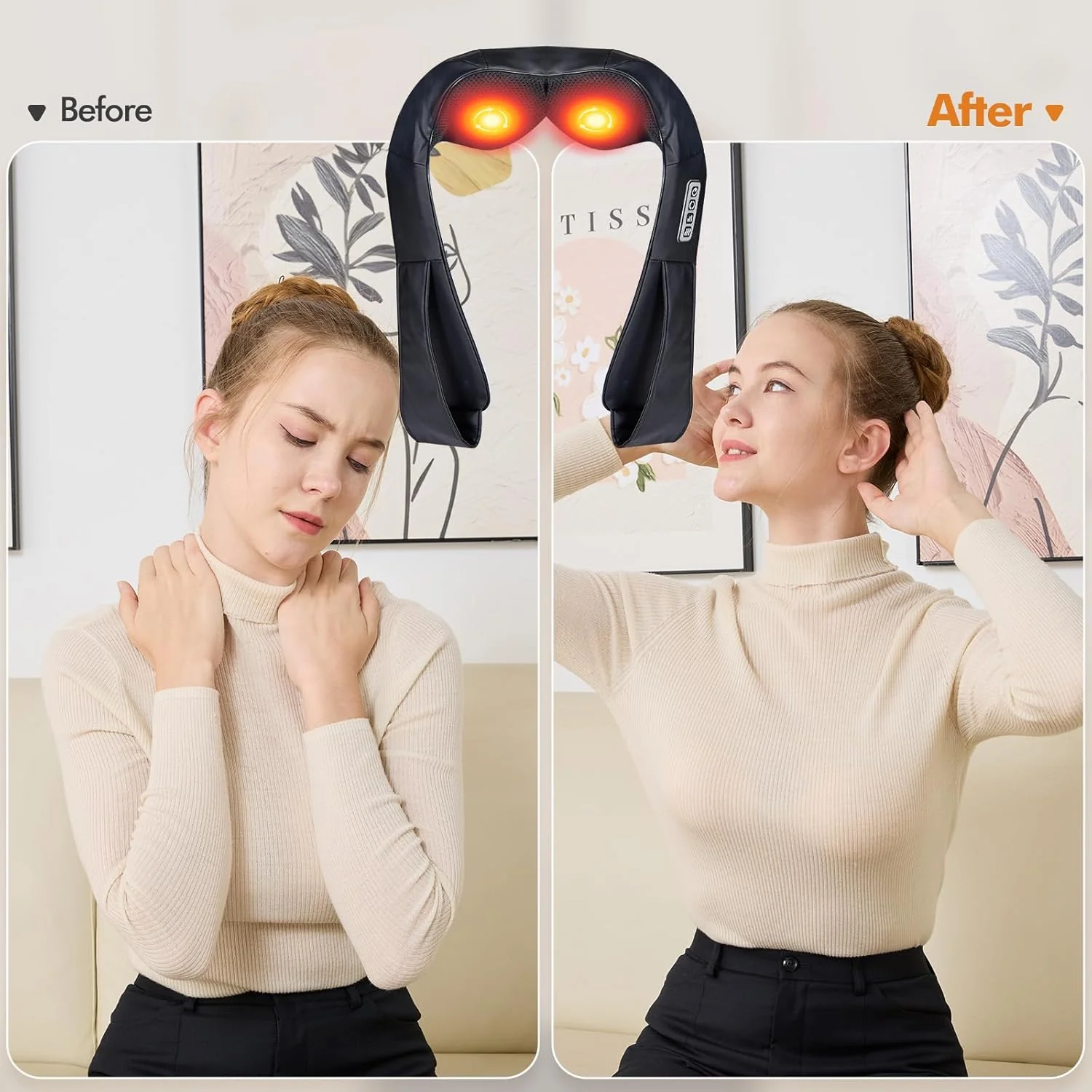 AERLANG Neck and Back Massager with Heat Deep Tissue Shiatsu Kneading DEMO - Image 6