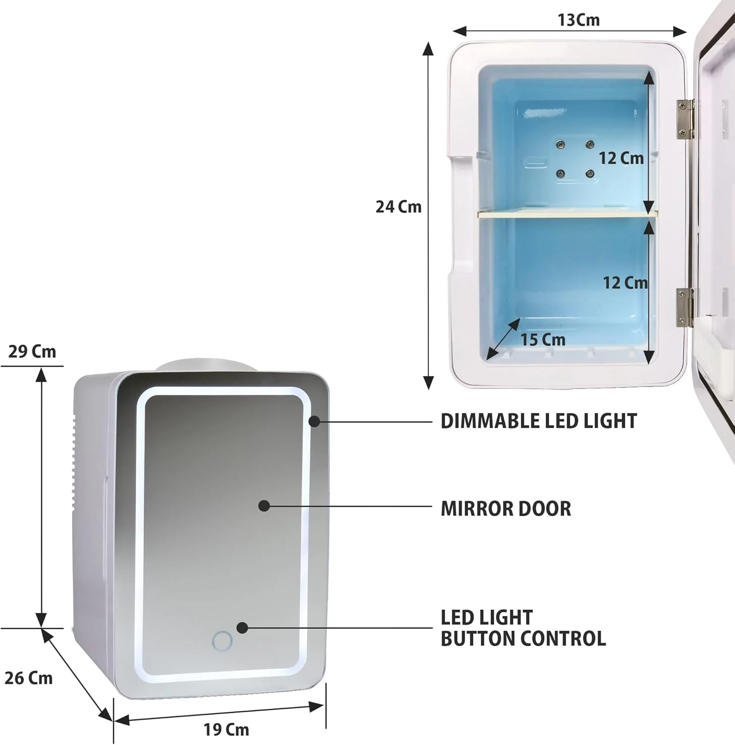 Koolatron Cosmetics Fridge w/Lighted Makeup Mirror, 6L Portable Skincare Refrige - Image 5