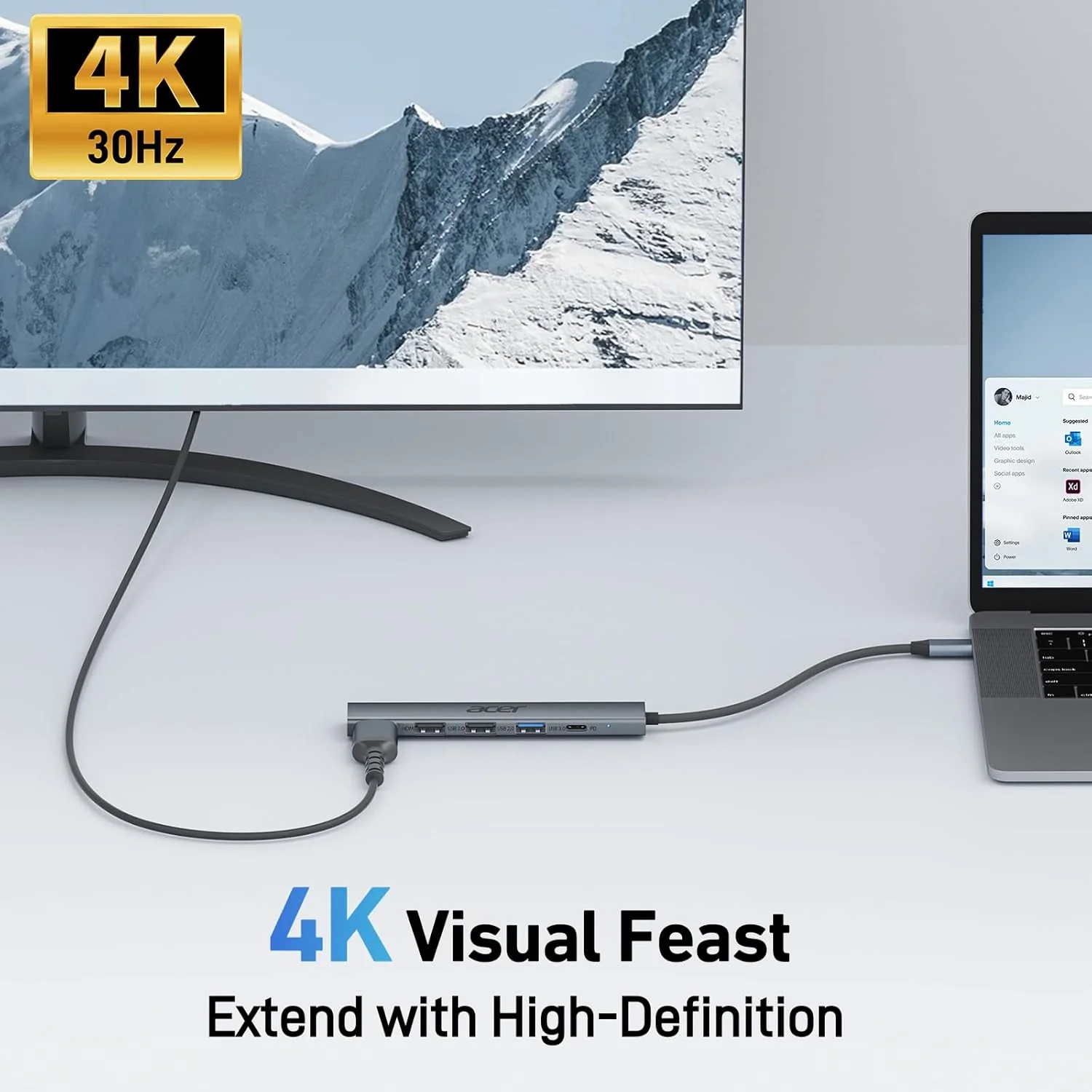 Acer 5-in-1 USB Hubs USB-C Hub Multiport Adapter with HDMI 4K, 100W DEMO - Image 5