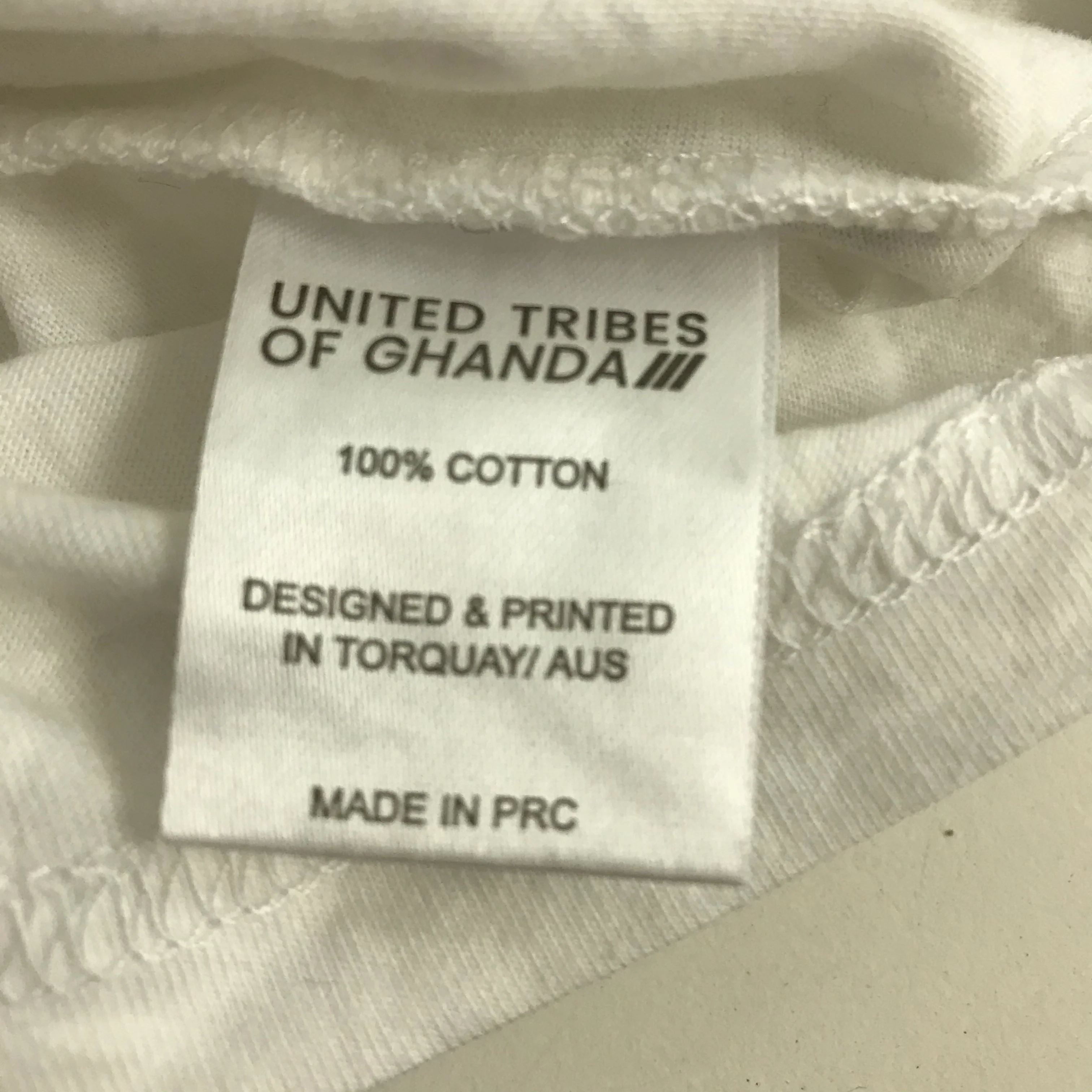 United Tribes of Ghanda Graphic T-Shirt White with Black Trim Cotton Size 10 - Image 3