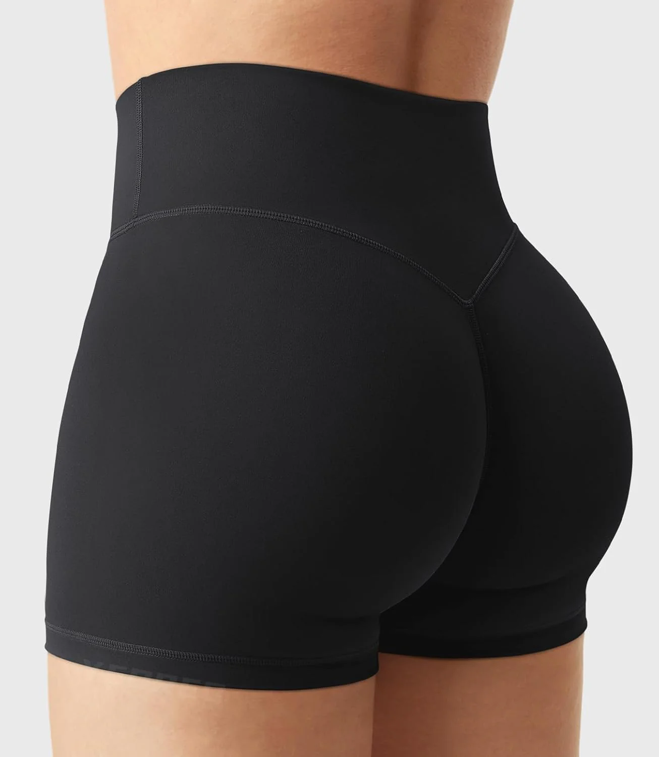 YEOREO Women's Biker Shorts with High Waist, Hidden Scrunch, Nylon, Black NEW - Image 2