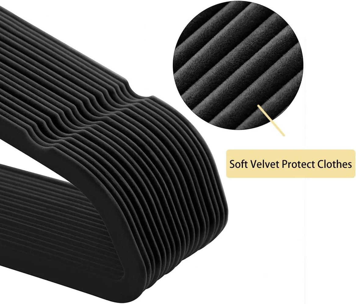 GVICAHIY Velvet Clothes Hangers 50 Pack Non-Slip Heavy Duty Black 44 cm x NEW - Image 5