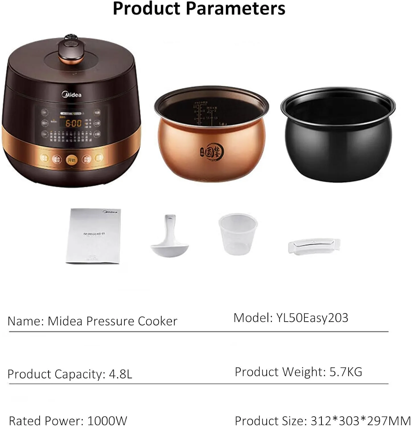 WOOYOOTE 4.8L Electric Pressure Cooker, Slow Cooker & Multi-Functional NEW - Image 7