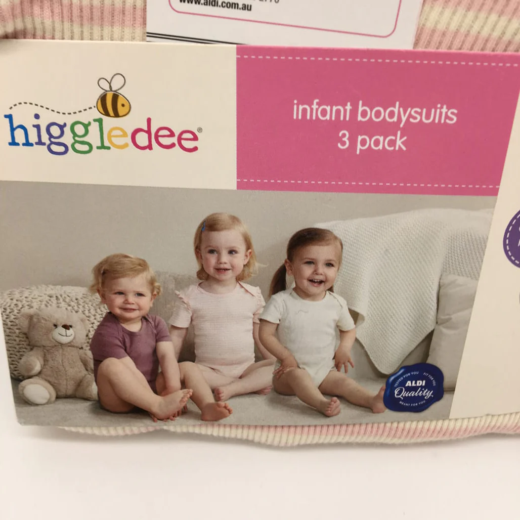 Higgledee 2 Pack 5 Pce Cotton Infant Bodysuits Baby Size 00 NEW - Image 3