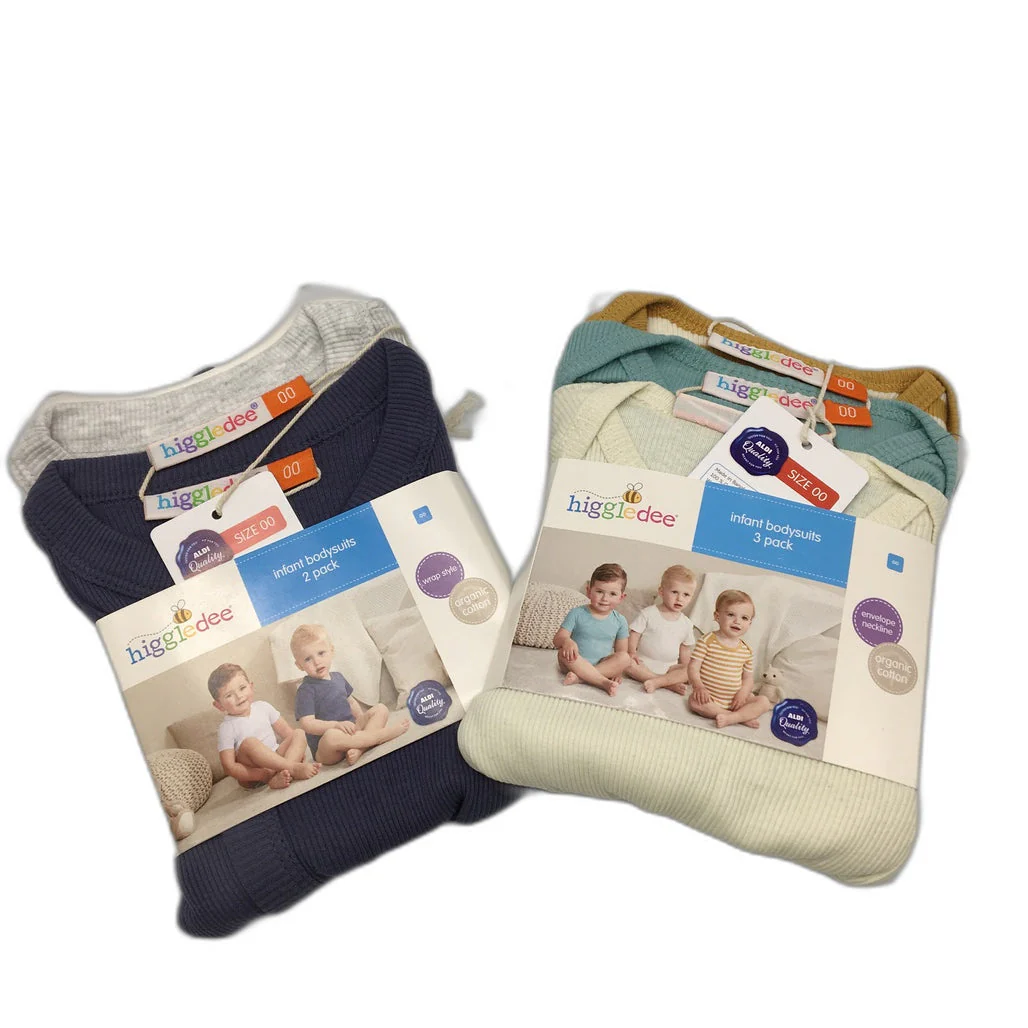 Higgledee 2 Pack 5 Piece Infant Bodysuits Baby Size 00 NEW - Image 3