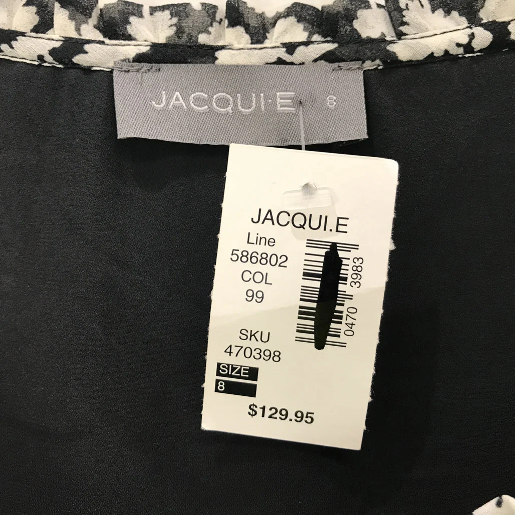 Jacqui.E Delicate Black Floral Mesh Mini Shift Dress Ladies Size AU 8 NEW - Image 3