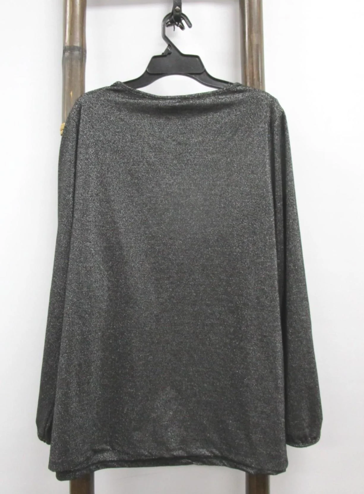 Millers L/S Tie Neck Stretchy Metallic Knit Top Charcoal Ladies Sz 18 NEW - Image 4