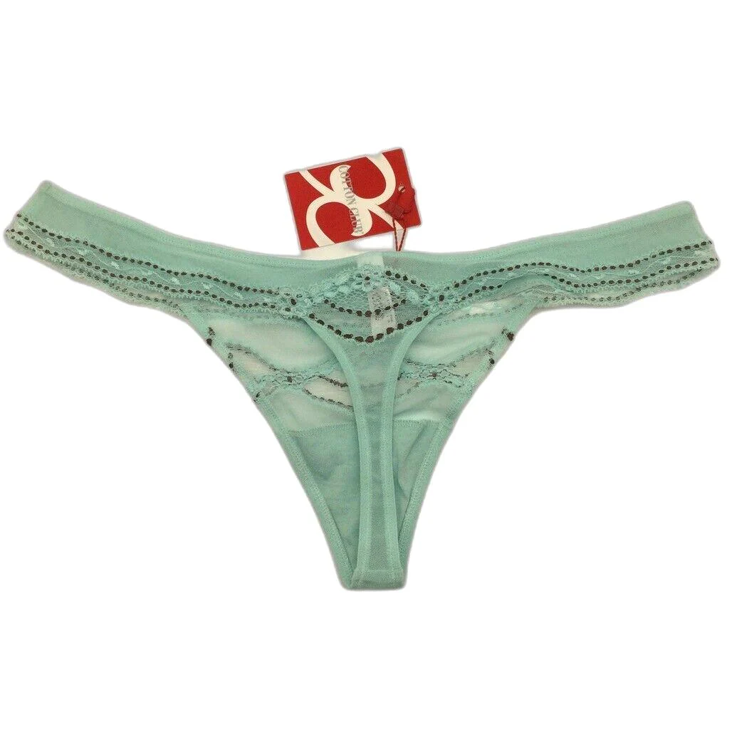 NEW Cotton Club Mint Green Lace Mesh String Thong Ladies Underwear Sz I4 / XL - Image 2