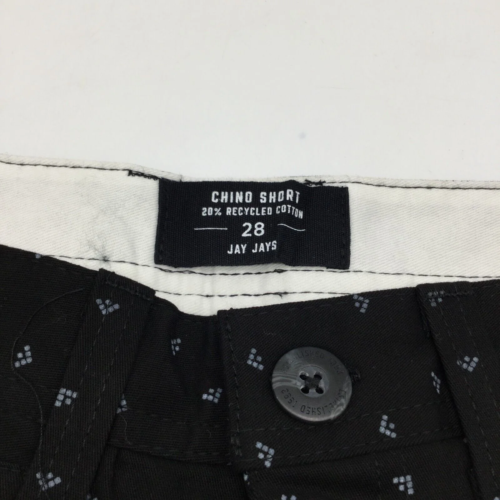 NEW Jay Jays Chino Cotton Blend Black & Grey Dot Print Shorts Mens Size 28 - Image 13