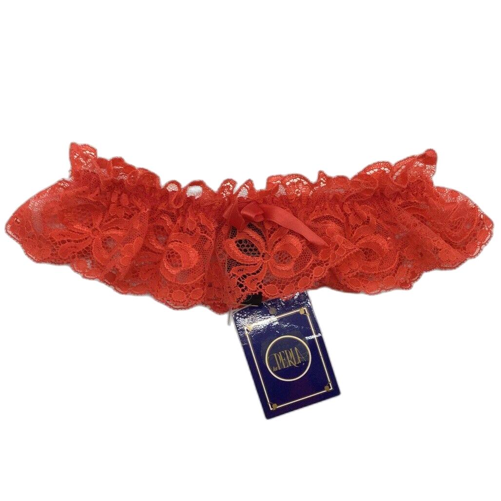 NEW La Perla Italy Red Floral Lace Thigh Garter Stretchy Ribbon Ladies Size I2 - Image 13