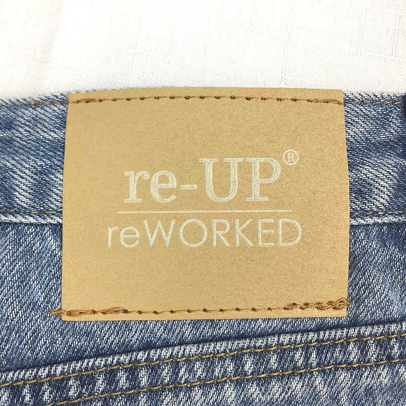 reWORKED re-UP Handcrafted Upcycled Fabrics Denim Veronica Mini Skirt Sz 14 - Image 6