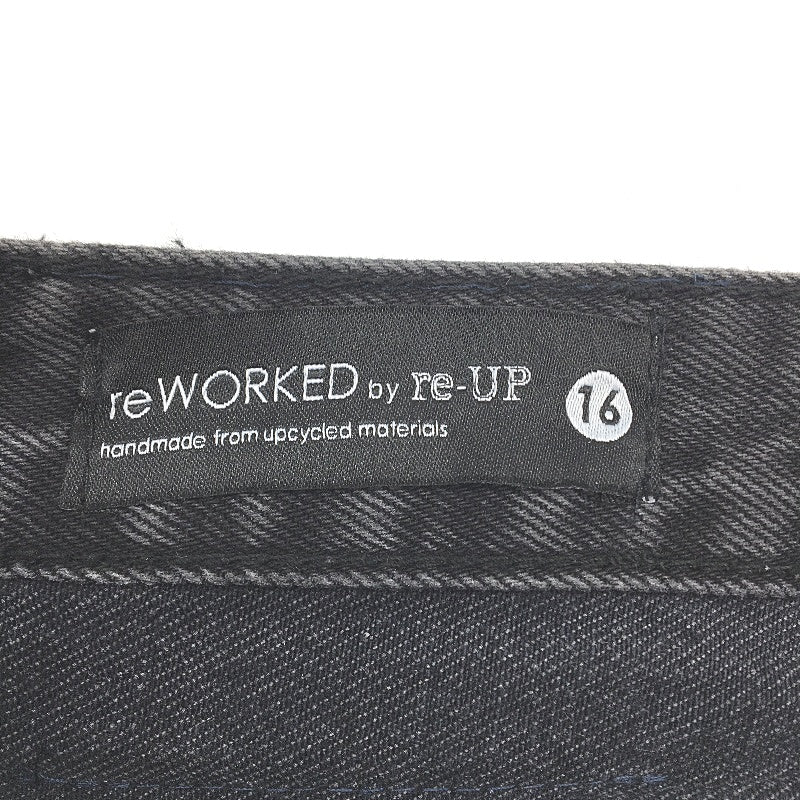 reWORKED re-UP Handcrafted Upcycled Fabrics Black Veronica Mini Skirt Sz 16 - Image 3