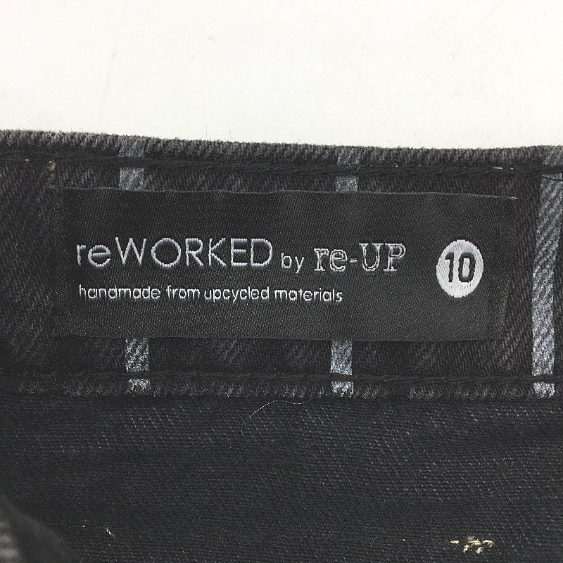 reWORKED re-UP Handcrafted Upcycled Fabric Veronica Mini Skirt Black Sz 10 - Image 3