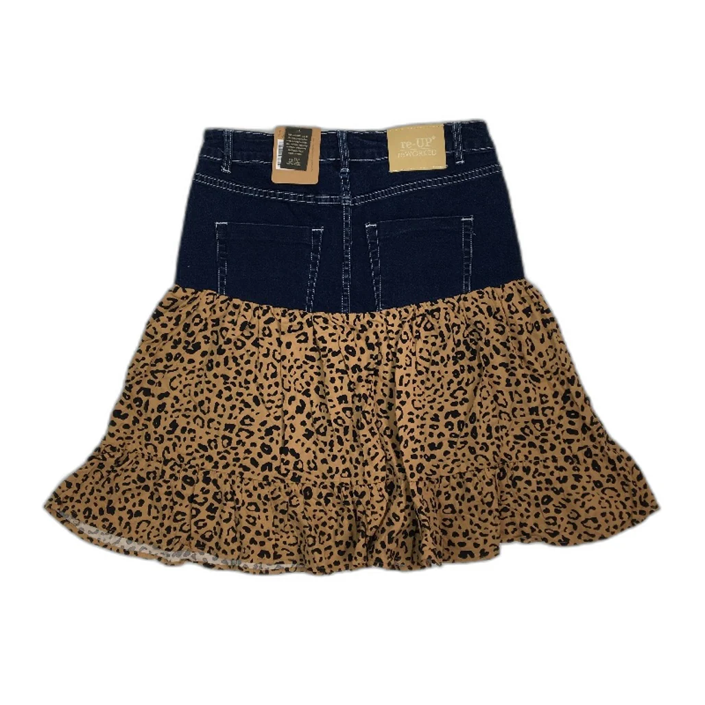 reWORKED re-UP Handcrafted Upcycled Fabrics Anml Print RaRa Mini Skirt Sz 12 - Image 2
