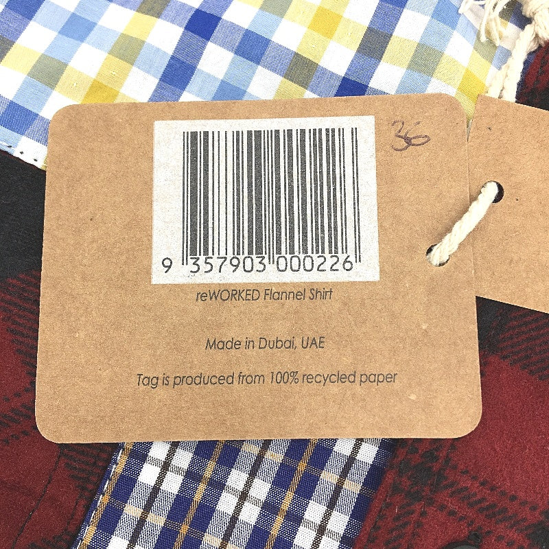 reWORKED re-UP Handcrafted Upcycled Fabrics Burgandy Flannel Shirt Sz M - Image 5