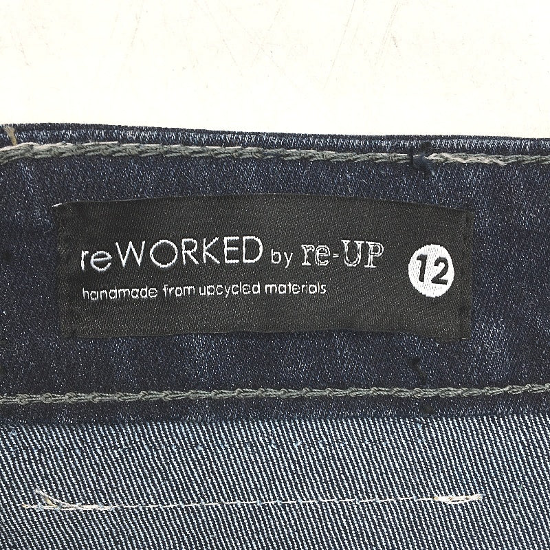 reWORKED re-UP Handcrafted Upcycled Fabrics Black Denim Ramona Skirt Sz 10 - Image 3