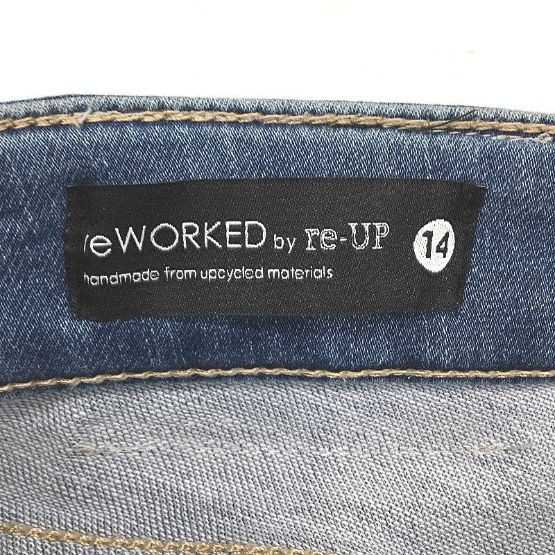 reWORKED re-UP Handcrafted Upcycled Fabrics Blue Denim Ramona Skirt Size 14 - Image 3