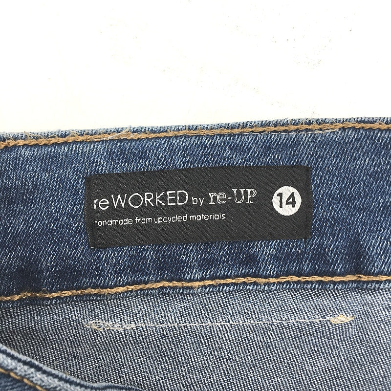 reWORKED re-UP Handcrafted Upcycled Fabrics Ramona Skirt Blue Denim Size 14 - Image 3