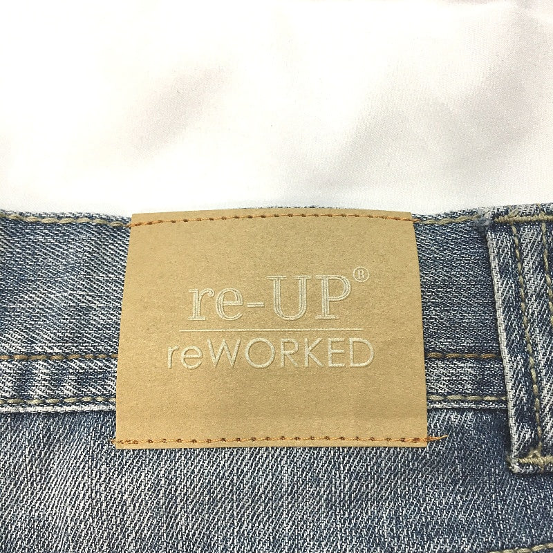reWORKED re-UP Handcrafted Upcycled Mid Blue Fabrics Alex Patch Jeans Size 30 - Image 3