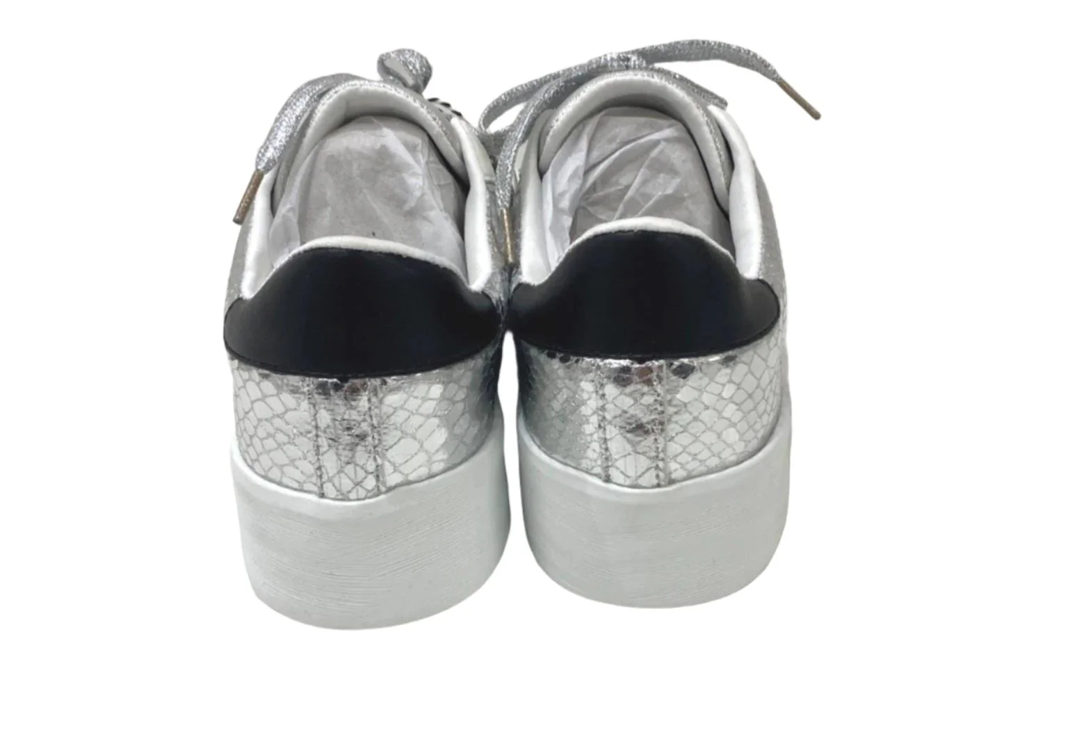Threadz Silver Metallic Star White Sneakers Ladies Various Sizes NEW - Image 3